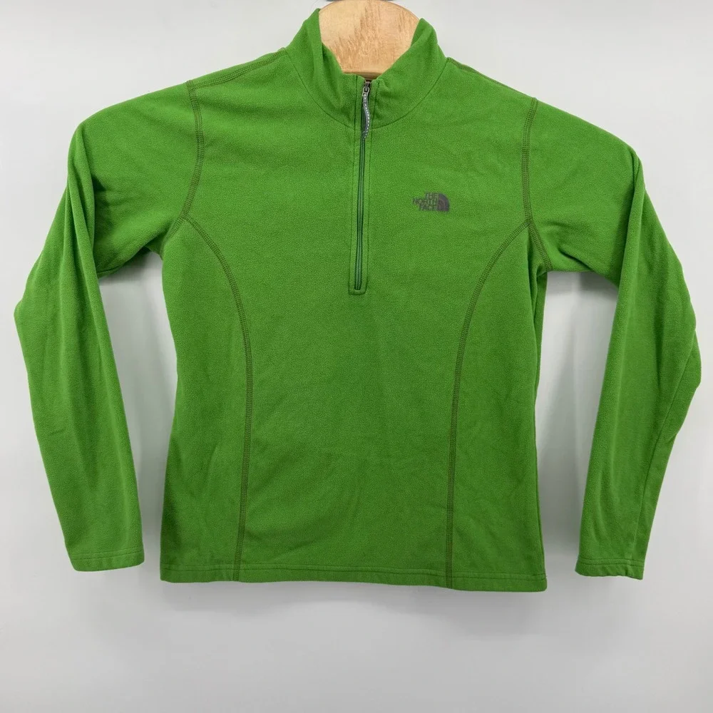 The North Face‎ Girls XL Green Quarter Zip Fleece Pullover Sweater Long Sleeve